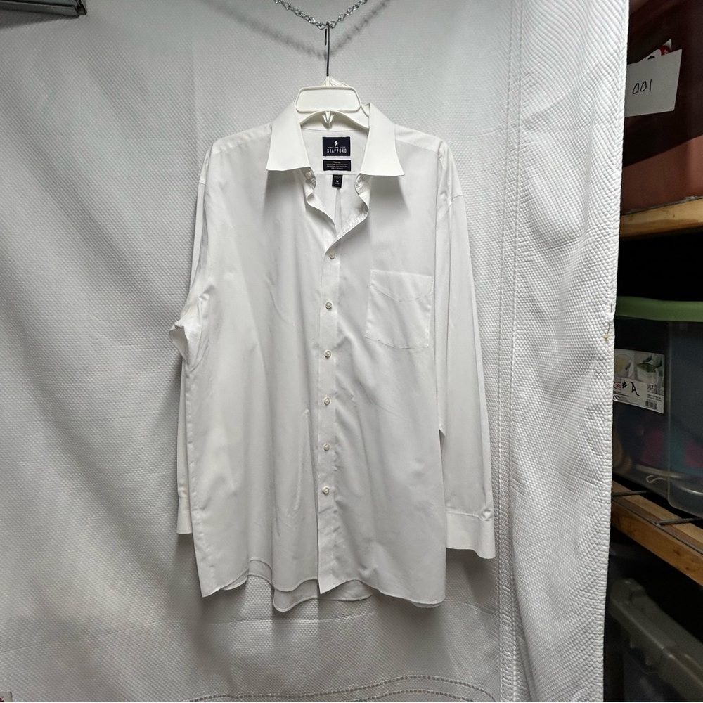 Stafford White Classic Dress Shirt Regular‎ Fit Size 18